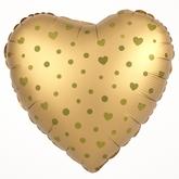 Gold Heart Foil Balloon with Polka Dots